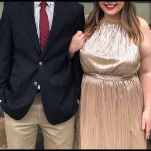 Gold Formal Dress | Eva Mendes Maxi Dress